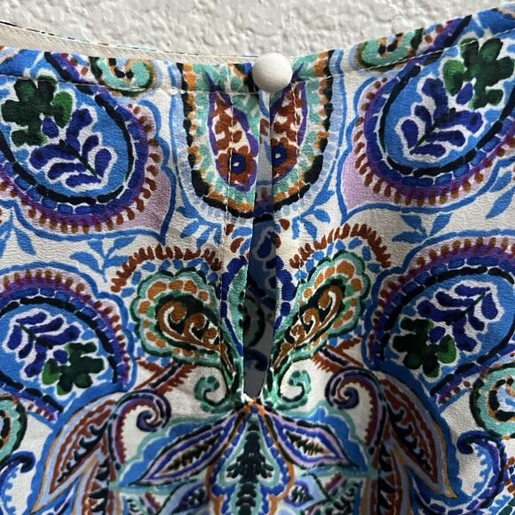 JOHNNY WAS NEW Sz 1X Ruched Sleeve Blouse Ruta Print Top Boho Silk Paisley - Picture 9 of 10